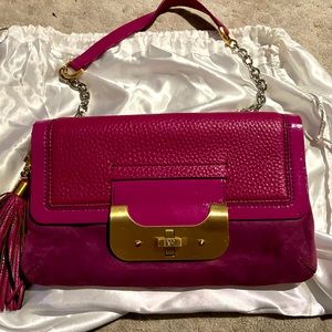 DVF Magenta Leather Clutch